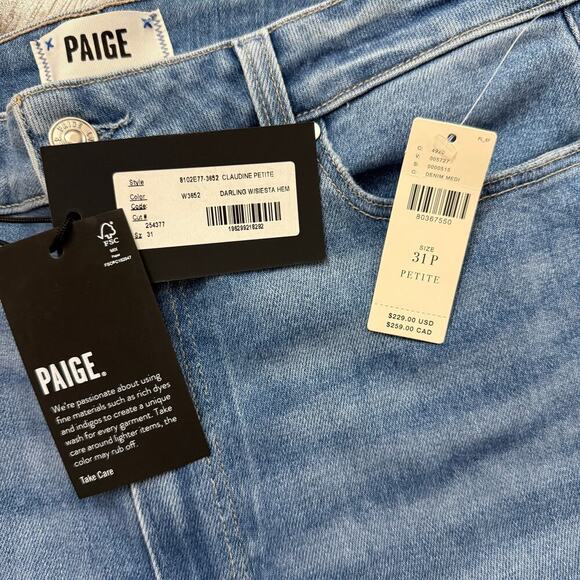 Paige NEW Claudine Ankle Flare Darling Jeans Casual Boho Minimalist Sz 31 Petite - Picture 5 of 9